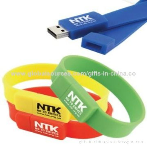 Customized Silicone Bracelet USB Flash Drives with 10-year Data Retention